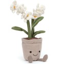 Peluche fleur orchidée crème dans son pot souriant - Jellycat