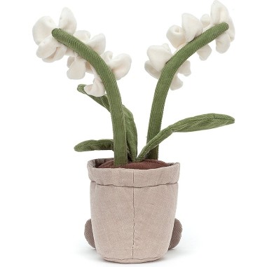 Peluche fleur orchidée crème dans son pot souriant - Jellycat