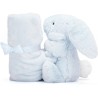 Doudou Couverture Lapin Bleu Ciel Bashful - Jellycat