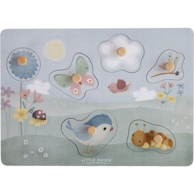 Puzzle tactile Fsc Flowers & Butterflies - Little Dutch