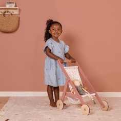 Poussette en bois pour poupée Flowers & Butterflies - Little Dutch 2
