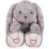 Peluche lapin gris prestige 38cm - Rouge - Kaloo