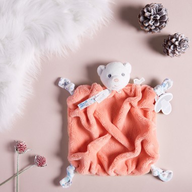 Doudou ourson corail 20cm - Plume - Kaloo Doudou ourson corail 20cm - Plume - Kaloo
