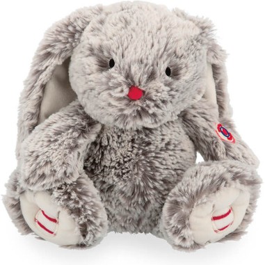 Peluche Lapin Léo Gris Prestige Rouge - 24 cm - Kaloo