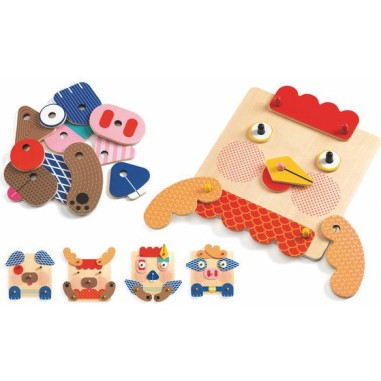 Jeu d'assemblage en bois : CreaFaces - Djeco Jeu d'assemblage en bois : CreaFaces - Djeco