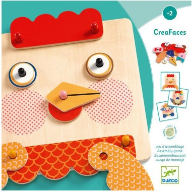 Jeu d'assemblage en bois : CreaFaces - Djeco Jeu d'assemblage en bois : CreaFaces - Djeco
