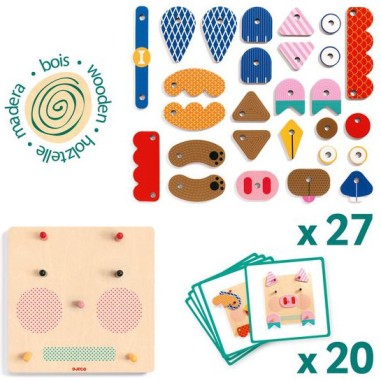 Jeu d'assemblage en bois : CreaFaces - Djeco Jeu d'assemblage en bois : CreaFaces - Djeco