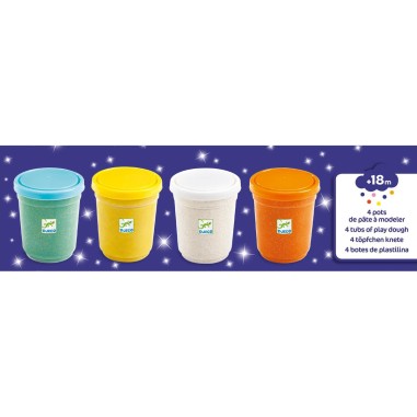 Pâte à modeler : 4 pots de pâte à modeler pailletée - Djeco Pâte à modeler : 4 pots de pâte à modeler pailletée - Djeco