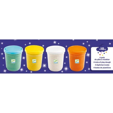 Pâte à modeler : 4 pots de pâte à modeler pailletée - Djeco Pâte à modeler : 4 pots de pâte à modeler pailletée - Djeco