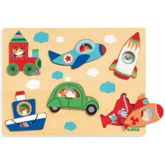 Puzzle bois relief coucou vroum - 6pcs - Djeco 2