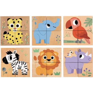 Cubes en bois : Wild and Co - Djeco Cubes en bois : Wild and Co - Djeco