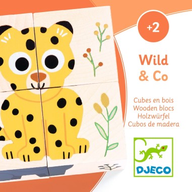 Cubes en bois : Wild and Co - Djeco Cubes en bois : Wild and Co - Djeco