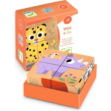Cubes en bois : Wild and Co - Djeco Cubes en bois : Wild and Co - Djeco