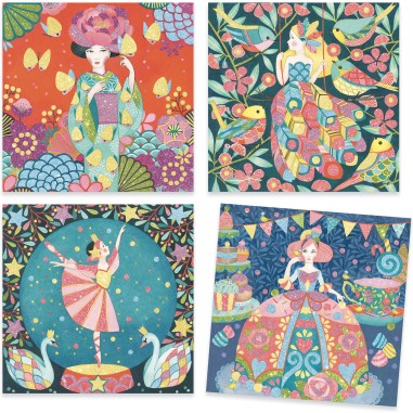 4 tableaux à décorer de paillettes - Djeco 4 tableaux à décorer de paillettes - Djeco