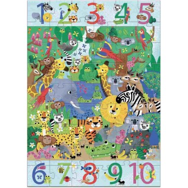 Puzzle géant ludique 1 à 10 Jungle - 54 pièces - Djeco Puzzle géant ludique 1 à 10 Jungle - 54 pièces - Djeco