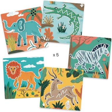 Pochoirs par 5 theme Animaux sauvages - Djeco Pochoirs par 5 theme Animaux sauvages - Djeco