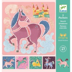 Pochoirs Chevaux x5 - Djeco