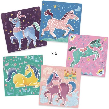 Pochoirs Chevaux x5 - Djeco Pochoirs Chevaux x5 - Djeco