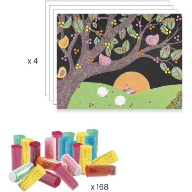 Une explosion de pompons collages dès 3 ans - Djeco Une explosion de pompons collages dès 3 ans - Djeco