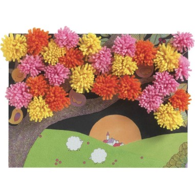 Une explosion de pompons collages dès 3 ans - Djeco Une explosion de pompons collages dès 3 ans - Djeco