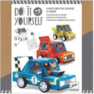 3 voitures de course à créer - Do it Yourself - Djeco 3 voitures de course à créer - Do it Yourself - Djeco