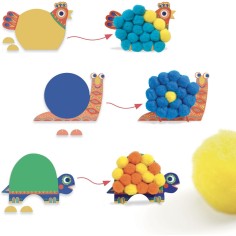 Coffret silhouettes et pompons : Animaux tout doux - Djeco 2