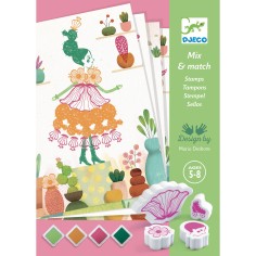 Coffret Tampons Mix et Match Flower Girls - Djeco
