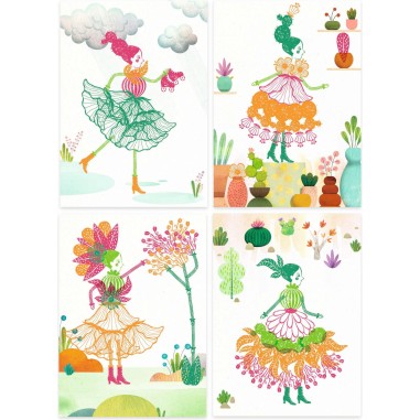 Coffret Tampons Mix et Match Flower Girls - Djeco Coffret Tampons Mix et Match Flower Girls - Djeco