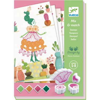 Coffret Tampons Mix et Match Flower Girls - Djeco Coffret Tampons Mix et Match Flower Girls - Djeco