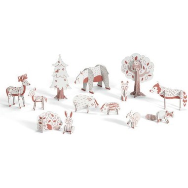Kit Colorie, Assemble et Joue Animaux de la Forêt - Djeco Kit Colorie, Assemble et Joue Animaux de la Forêt - Djeco
