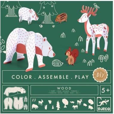 Kit Colorie, Assemble et Joue Animaux de la Forêt - Djeco Kit Colorie, Assemble et Joue Animaux de la Forêt - Djeco