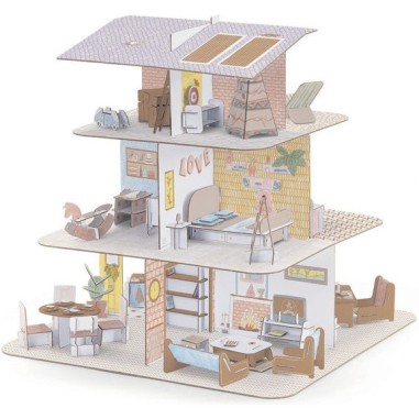 Colorie assemble et joue Diy Maison de poupées - Djeco Colorie assemble et joue Diy Maison de poupées - Djeco