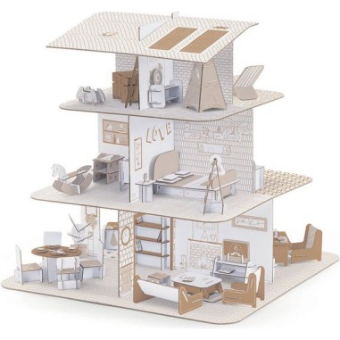 Colorie assemble et joue Diy Maison de poupées - Djeco Colorie assemble et joue Diy Maison de poupées - Djeco