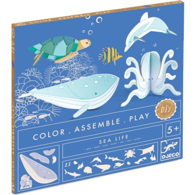 Kit Colorie, Assemble et Joue Animaux de la Mer - Djeco Kit Colorie, Assemble et Joue Animaux de la Mer - Djeco