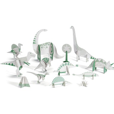 Colorie assemble et joue Diy Dinosaures - Djeco Colorie assemble et joue Diy Dinosaures - Djeco