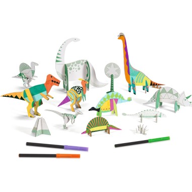 Colorie assemble et joue Diy Dinosaures - Djeco Colorie assemble et joue Diy Dinosaures - Djeco
