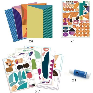 Collages et stickers têtes au carré - Inspired by - Djeco