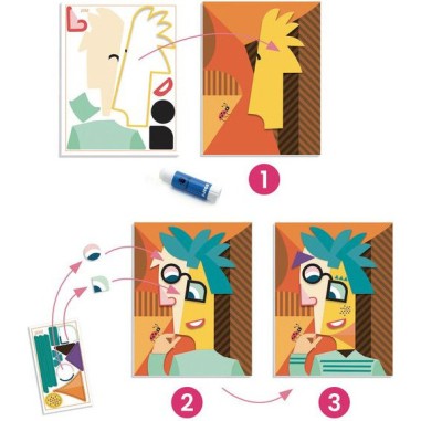 Collages et stickers têtes au carré - Inspired by - Djeco