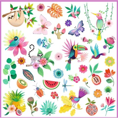 Stickers fleurs et animaux Paradise - Djeco Stickers fleurs et animaux Paradise - Djeco