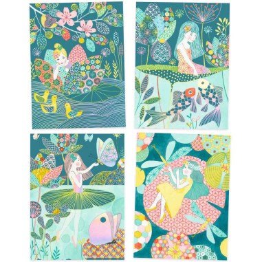 Set de 4 cartes à gratter sur le thème de l'eau - Djeco Set de 4 cartes à gratter sur le thème de l'eau - Djeco