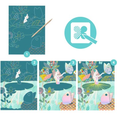 Set de 4 cartes à gratter sur le thème de l'eau - Djeco Set de 4 cartes à gratter sur le thème de l'eau - Djeco