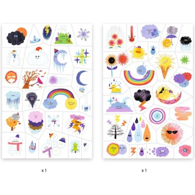 Set de tatouages sur le thème de la météo - Djeco Set de tatouages sur le thème de la météo - Djeco