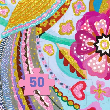 Wizzy Puzzle - L'Oiseau étincelant - 50 Pièces - Djeco Wizzy Puzzle - L'Oiseau étincelant - 50 Pièces - Djeco