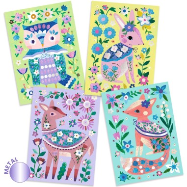 Animaux à décorer avec feuilles métallisées - Djeco Animaux à décorer avec feuilles métallisées - Djeco
