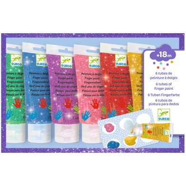 6 Tubes de peinture à doigts Paillettes - Djeco 6 Tubes de peinture à doigts Paillettes - Djeco