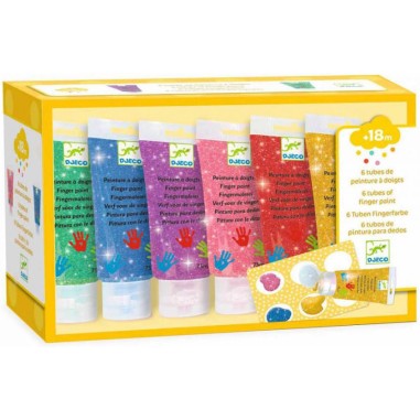 6 Tubes de peinture à doigts Paillettes - Djeco 6 Tubes de peinture à doigts Paillettes - Djeco
