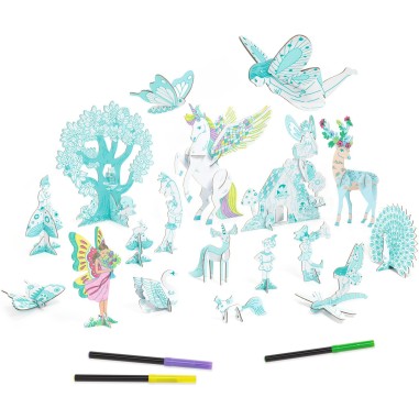 Colorie assemble et joue Diy Monde enchanté - Djeco Colorie assemble et joue Diy Monde enchanté - Djeco