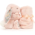 Doudou couverture lapin rose Blossom Blush - Jellycat