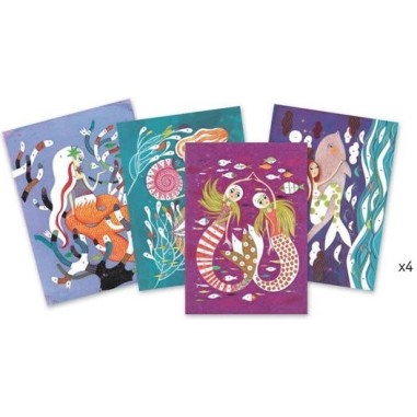 Tableaux de sables à pailleter - La lumière des sirènes - Djeco Tableaux de sables à pailleter - La lumière des sirènes - Djeco