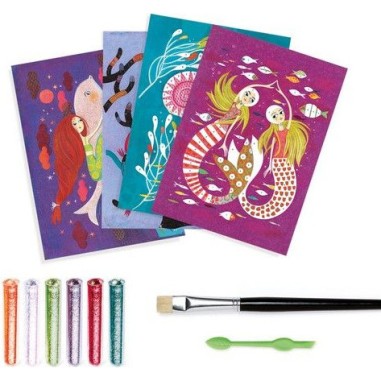 Tableaux de sables à pailleter - La lumière des sirènes - Djeco Tableaux de sables à pailleter - La lumière des sirènes - Djeco